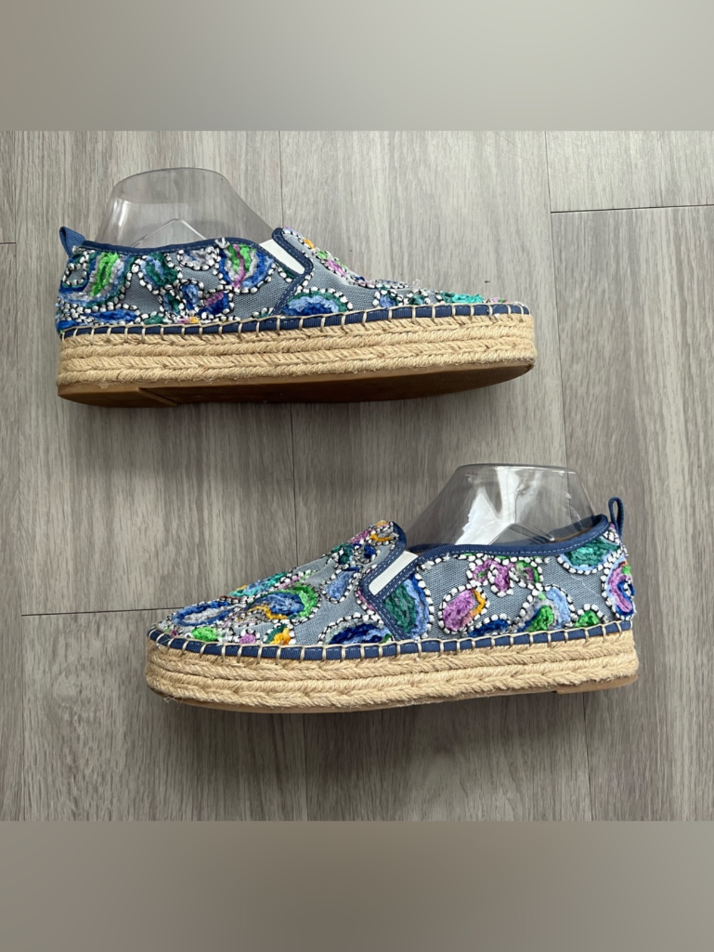 Sam Edelman Beaded Embroidered Espadrilles Multicolor Boho Slip-On Flats Size 11 - Picture 5 of 16